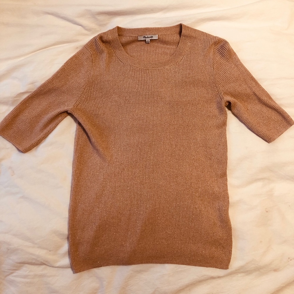Pink sparkle Madewell Short Sleeve Sweater Medium